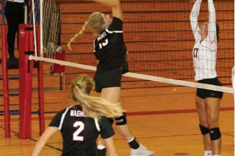 Maesa Dvorak goes up for the spike. Article Image Alt Text