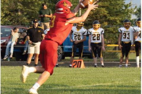 Leading the cheers for the Avon Pirates are (Back, L-R) Jeanah Ratzlaff, Irelynn Small, Pria Sesler, Kaydence Metzger, Jake Namminga; (front, L-R) Bailey Wynia, Raegan Brandt, and Abby Odens. (Submitted photo) Cale Cooper