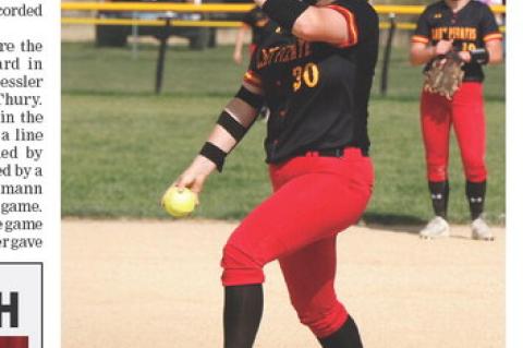 Macy Voigt on the mound. Photo by Barb Pechous