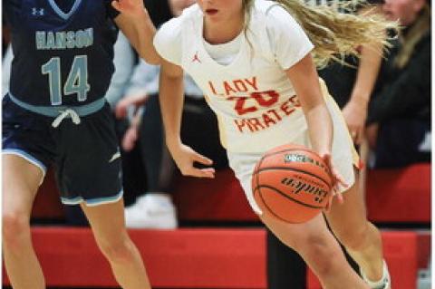 Brielle Voigt works her way around the defense.