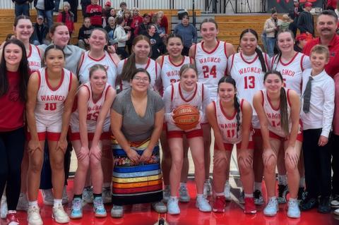 Lady Raiders members are, back row from left: Assistant Coach Tera Koupal, Ravyn Medricky, Hannah Holzbauer, Braelyn Scott, Katrina Zephier, Hayden Knudsen, Ashlynn Koupal, Genesis Patterson, Lydia Yost, Head Coach Mike Koupal, Assistant Coach Hunter Hewi