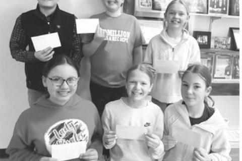 6th graders: (back row, from left) Colt Wolf, Nicholas Schryvers, and Emersyn Haenfler; front, from left: Johanna Namminga, Whitley Wolf, and Kaylee DeJong. Courtesy Photos