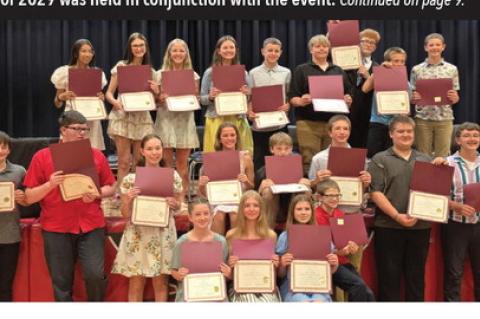 Eighth grade graduates pictured, back row, from left: Mya LeBeau, Piper Steffen, Brielle Voigt, Addison Lavelle, Zander Fathke, Austin DeVries, Mason Milk, Jacob Sassaman, and Jayden Petrik; middle, from left: Kuyper Rush, Charles Rezac, Ava Johnson, Raeg