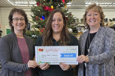 Pictured, from left: Connie Kaufman (WCMH-A), Julia Sassaman (Bomgaars Store Manager), and Bernie Koupal (WCMH-A).