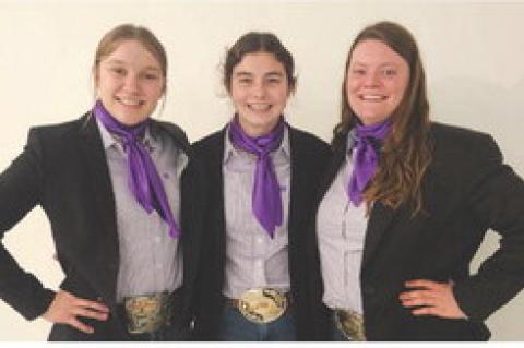 Hippology Team members Lila Stutzmann, Josey Nold and Tarynn Torsney.