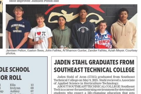 Lila Vanderlei, Raegan Brandt, Rilyn Thury, Kaeli Wallinga. Jamisen Pelton, Easton Sees, John Fathke, Al'Shamon Gunter, Zander Fathke, Aziah Meyer. Courtesy photos.