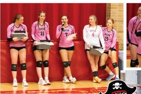 Anna Lupi read a tribute to the seniors before the senior vvolleyball players were presented with gift baskets.