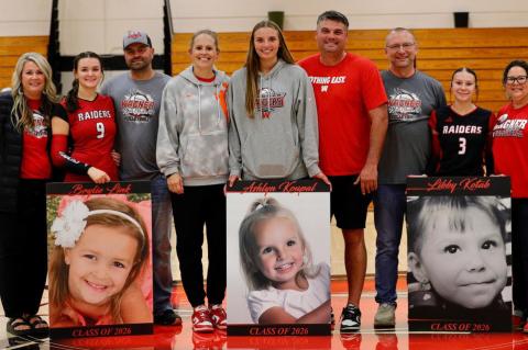 Pictured are, from left: Jolene, Brylie and Todd Link; Tera, Ashlyn and Mike Koupal; Mike , Libby and Jodie Kotab. Photo by Denelle
