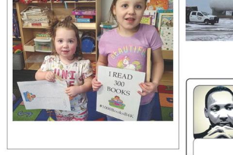 Kylie and Carly Bierman read 300 books in the 1000 books before Kindergarten program put on at the Lake Andes Public Library. Congratulations! COURTESY PHOTO