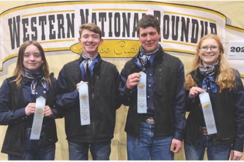 Horse Judging Team, from left: Arryanna Schnetzer, Hayden Talsma, Sam Hansen and Hensley Talsma. Courtesy Photos