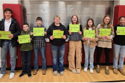 3rd Place: Easton Sees, Cameron Ramirez, Charles Peterson, Austin DeVries, Bree Vanderlei, Atyliese Akridge, Rowan Brandt, Ashley Soukup