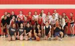 Girls basketball team members, pictured back row, from left: Katrina Zephier, Teagan Langdeaux, Braelyn Scott, Hannah Holzbauer, Mateya Bruguier Rayvn Medricky, Braxton Nedved, Ashlyn Koupal, Ty’Shay Medicine Bear, and Portlyn Jones; middle row, from le